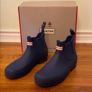 Hunter ankle Rain boots blue W 8 or M 6.5/7